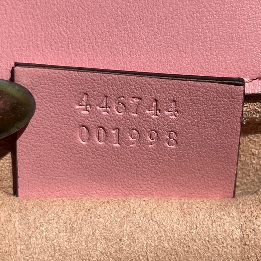 Gucci Pink Mini Marmont Purse Bag 446744 Logo Silver Hardware Leather Heart - Picture 10 of 17